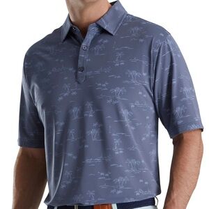 FootJoy Men’s Tropic Golf Lisle Self Collar Golf Polo Blue EUC